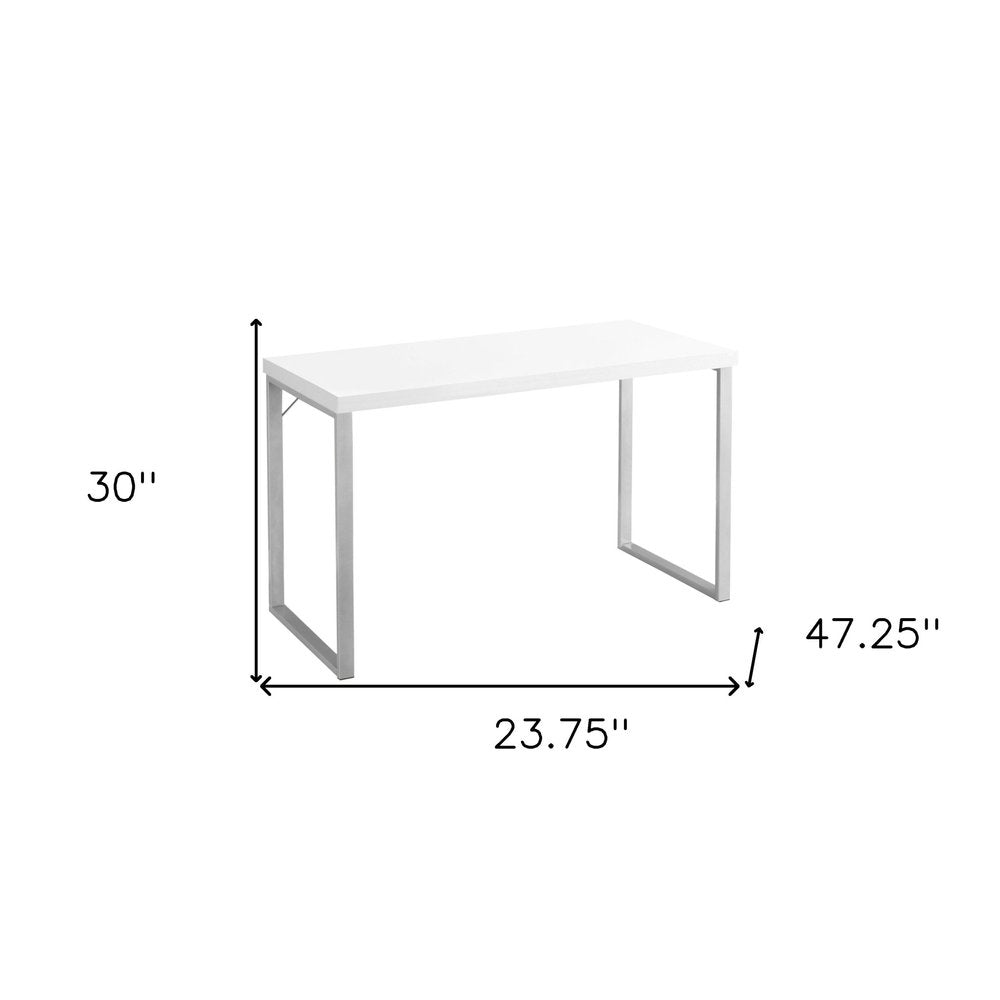 24" White and Silver Computer Desk