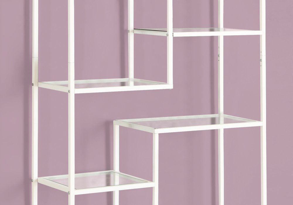 72" Silver And Clear Metal and Glass Nine Tier Etagere Bookcase