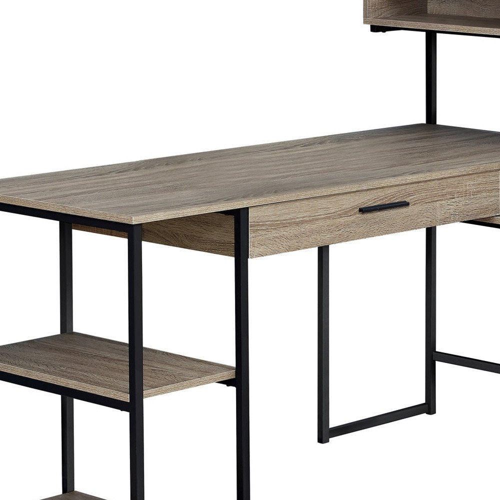 59" Gray and Black L Shape Computer Desk