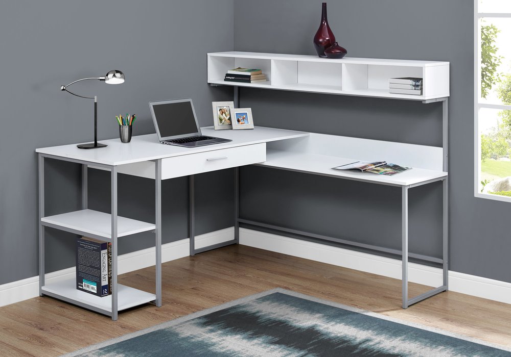 59" Gray and Black L Shape Computer Desk