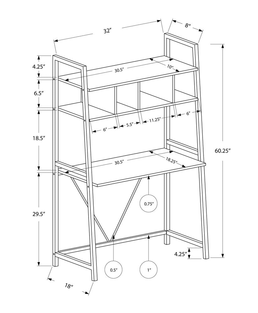 18" White Computer Desk