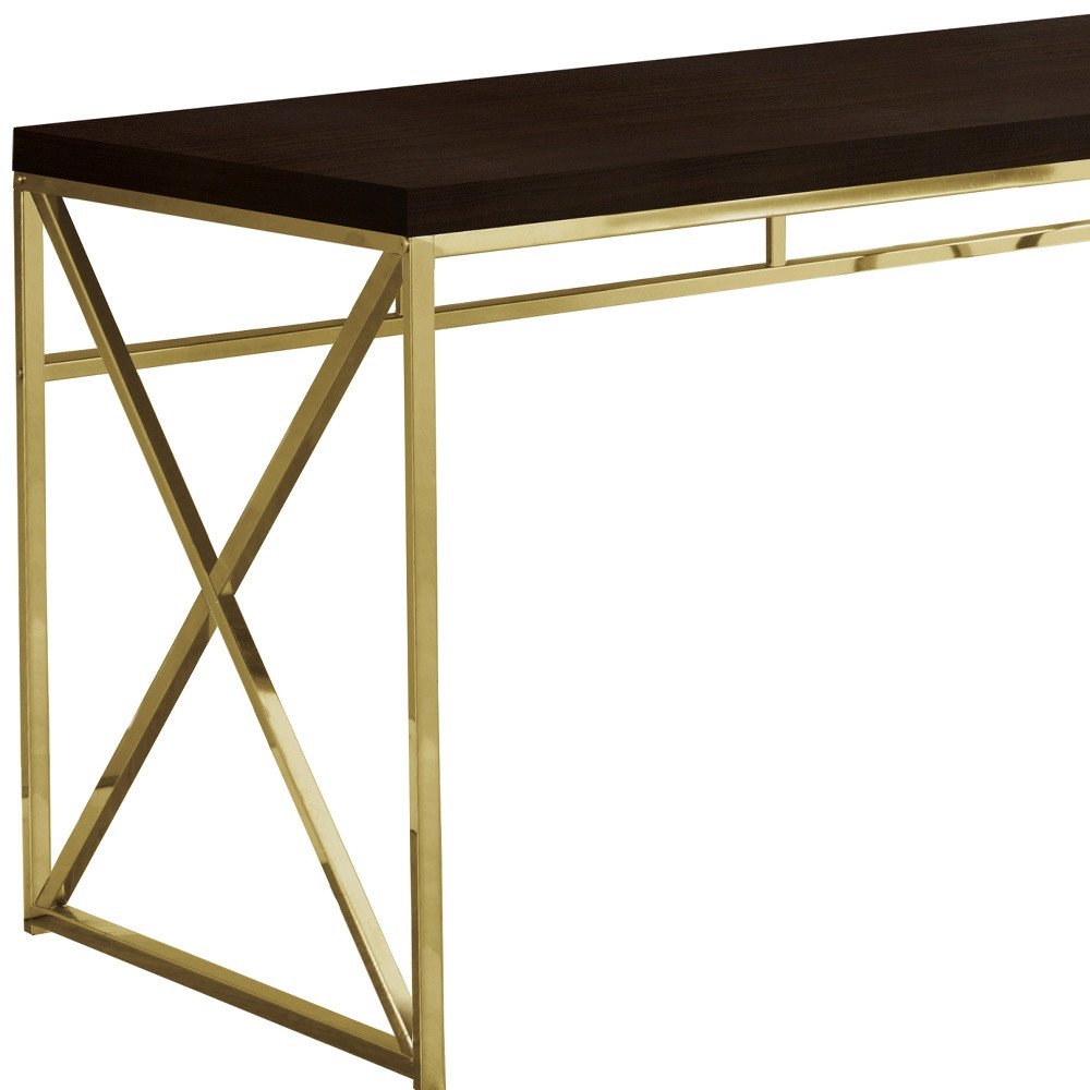 47" Espresso and Gold Writing Desk