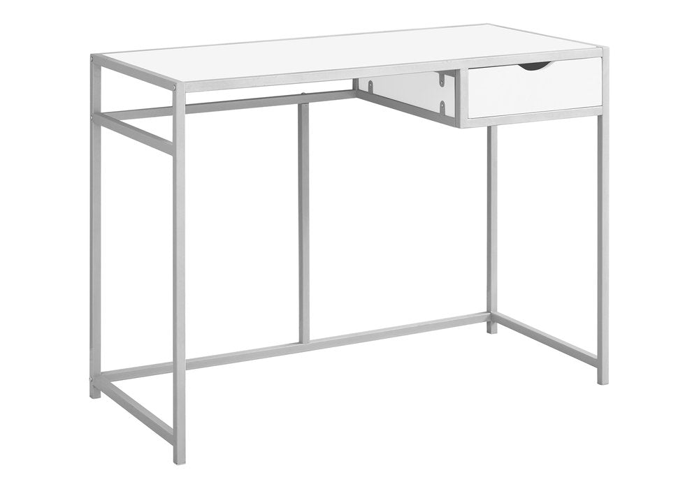20" White and Silver Computer Desk