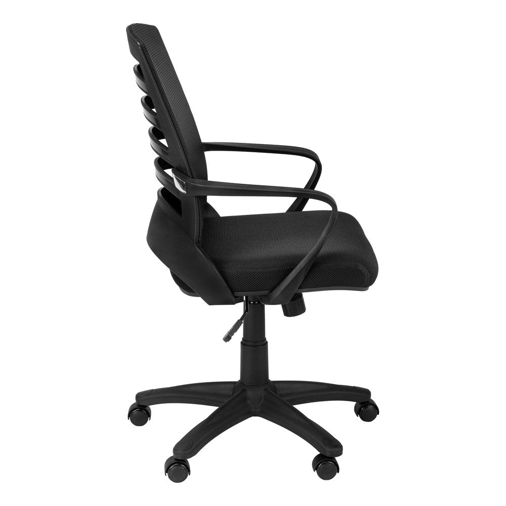 Black Polyester Seat Swivel Adjustable Task Chair Mesh Back Plastic Frame