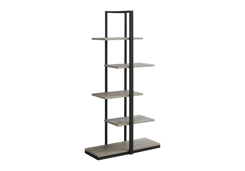 Taupe Metal Five Tier Etagere Bookcase