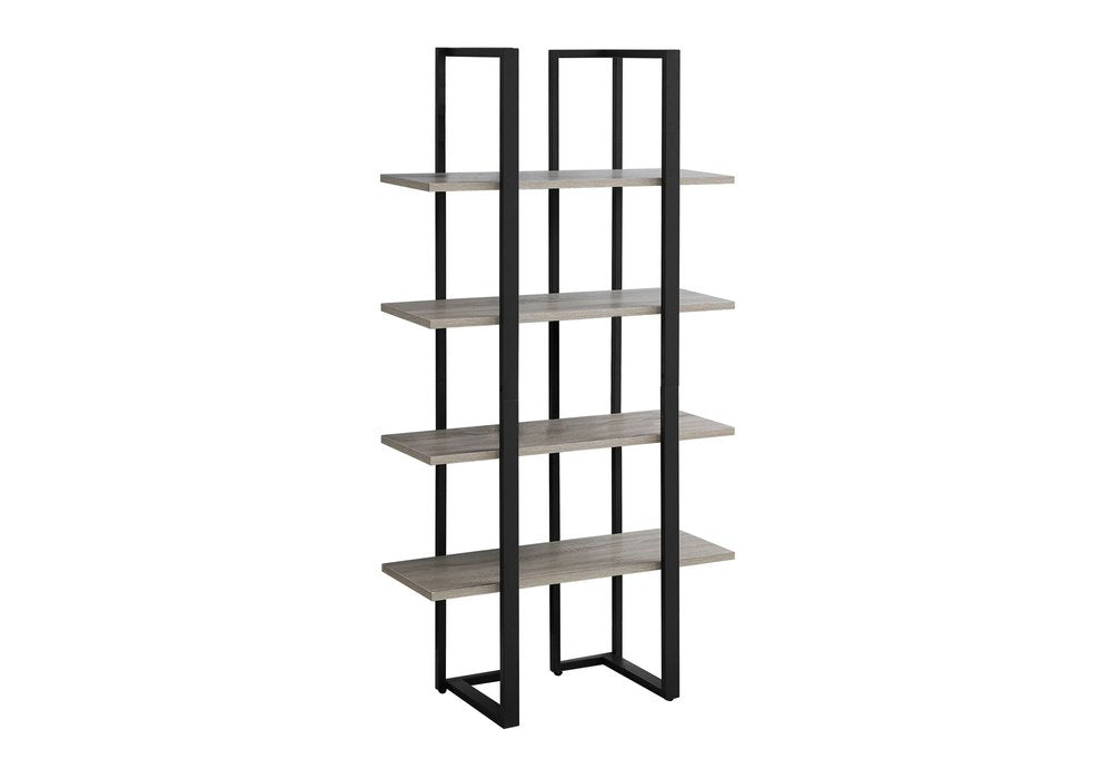 60" Gray And Black Wood And Metal End Table