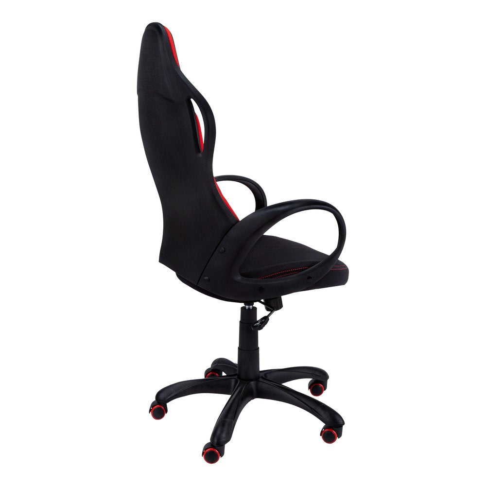 Black Fabric Tufted Seat Swivel Adjustable Gaming Chair Fabric Back Plastic Frame