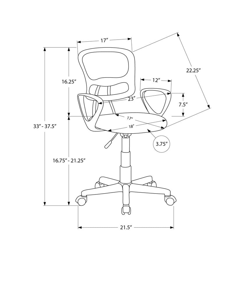 White Polyester Seat Swivel Adjustable Task Chair Mesh Back Plastic Frame