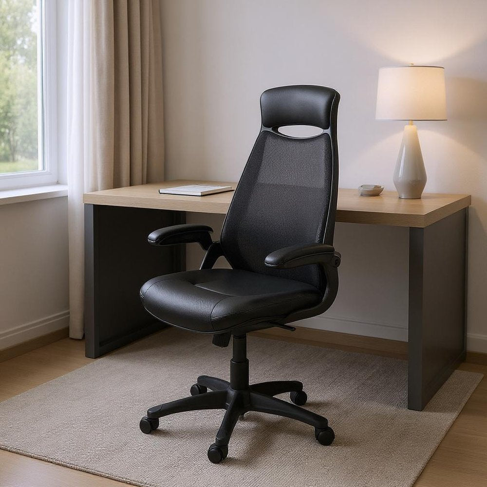 Black Adjustable Swivel Fabric Rolling Executive Office Chair