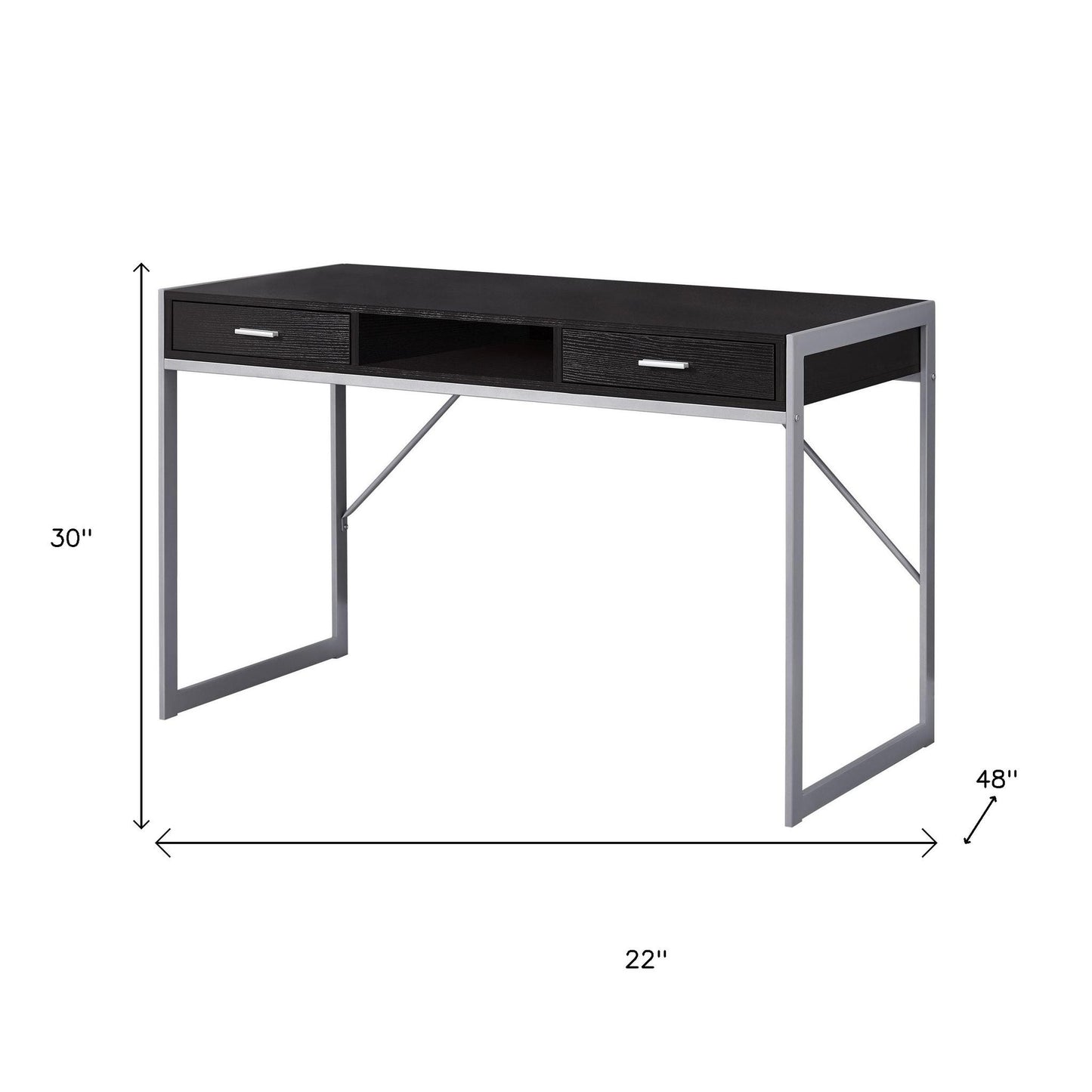 22" White and Silver Computer Desk With Two Drawers