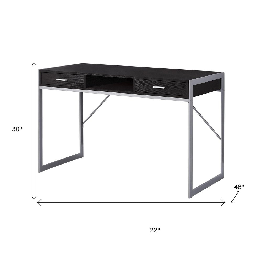 22" White and Silver Computer Desk With Two Drawers