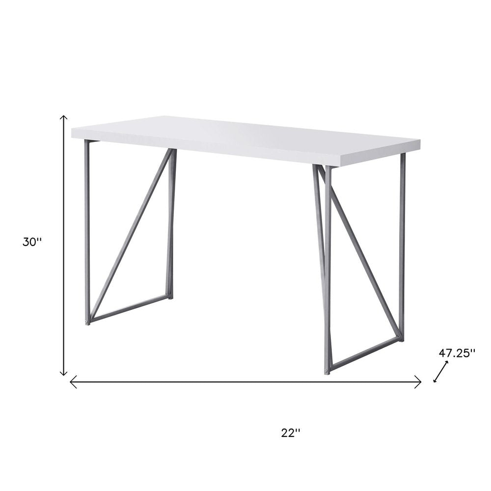 22" White and Silver Computer Desk
