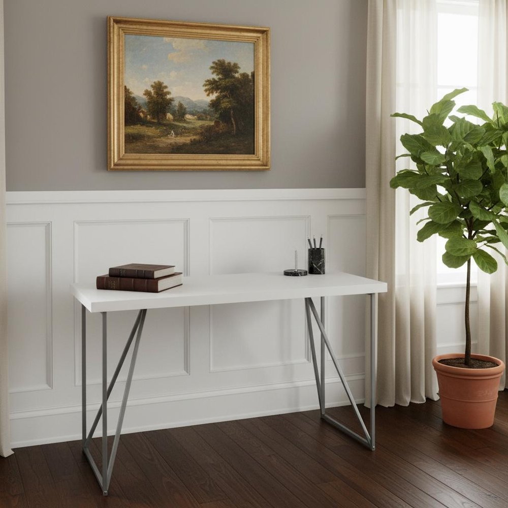 22" White and Silver Computer Desk