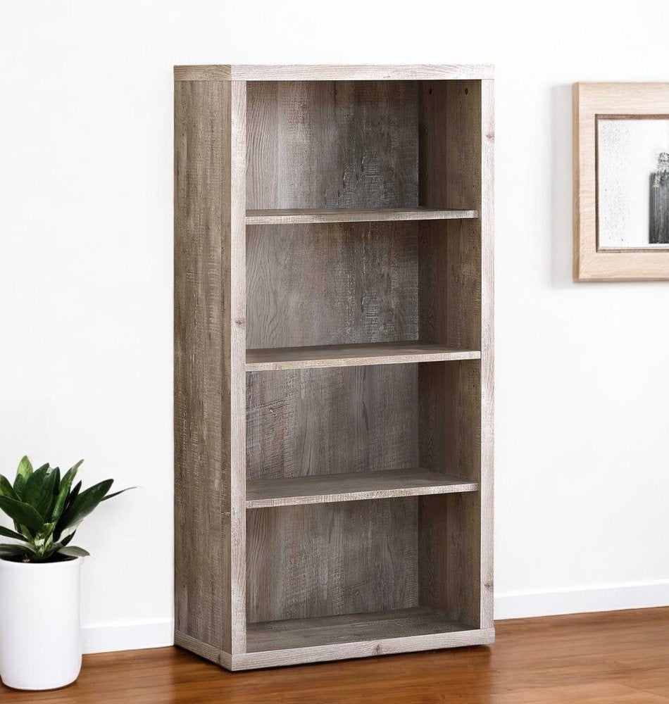 White Wood Adjustable Four Tier Bookcase