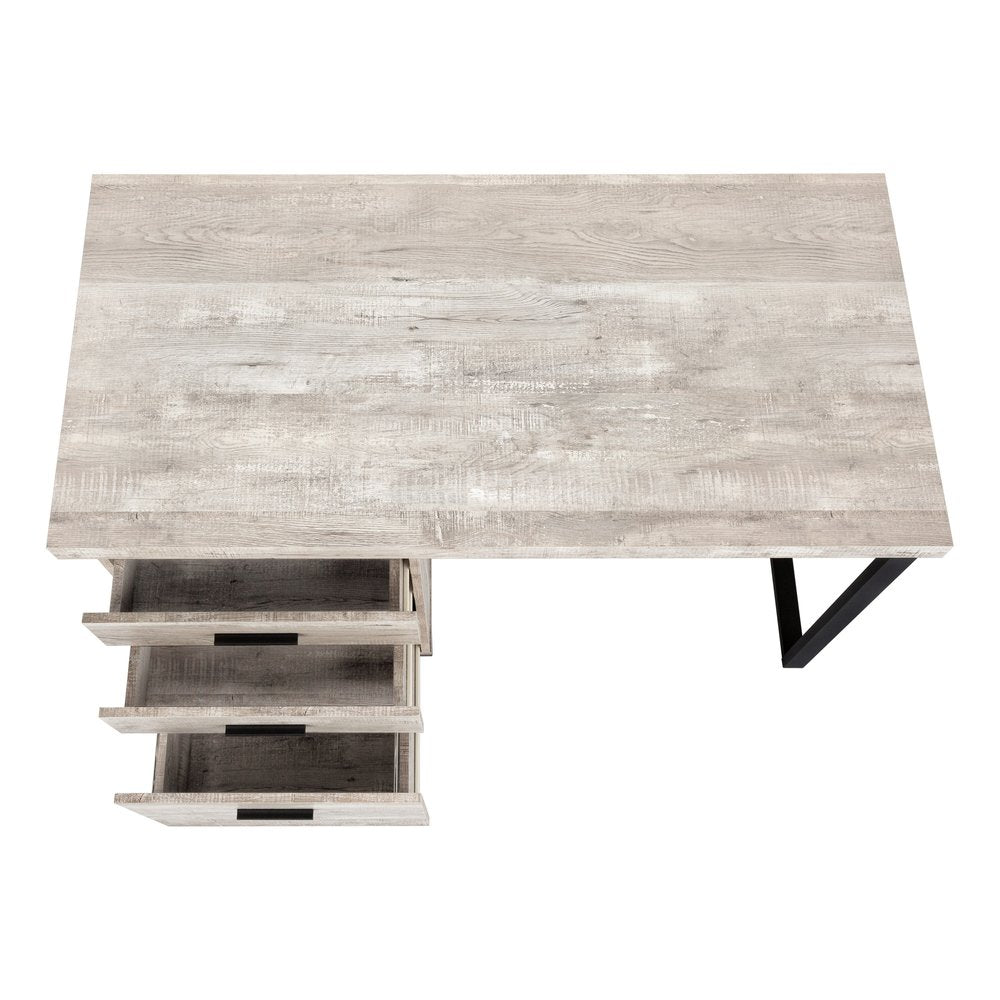 47" Gray and Black Computer Desk With Three Drawers