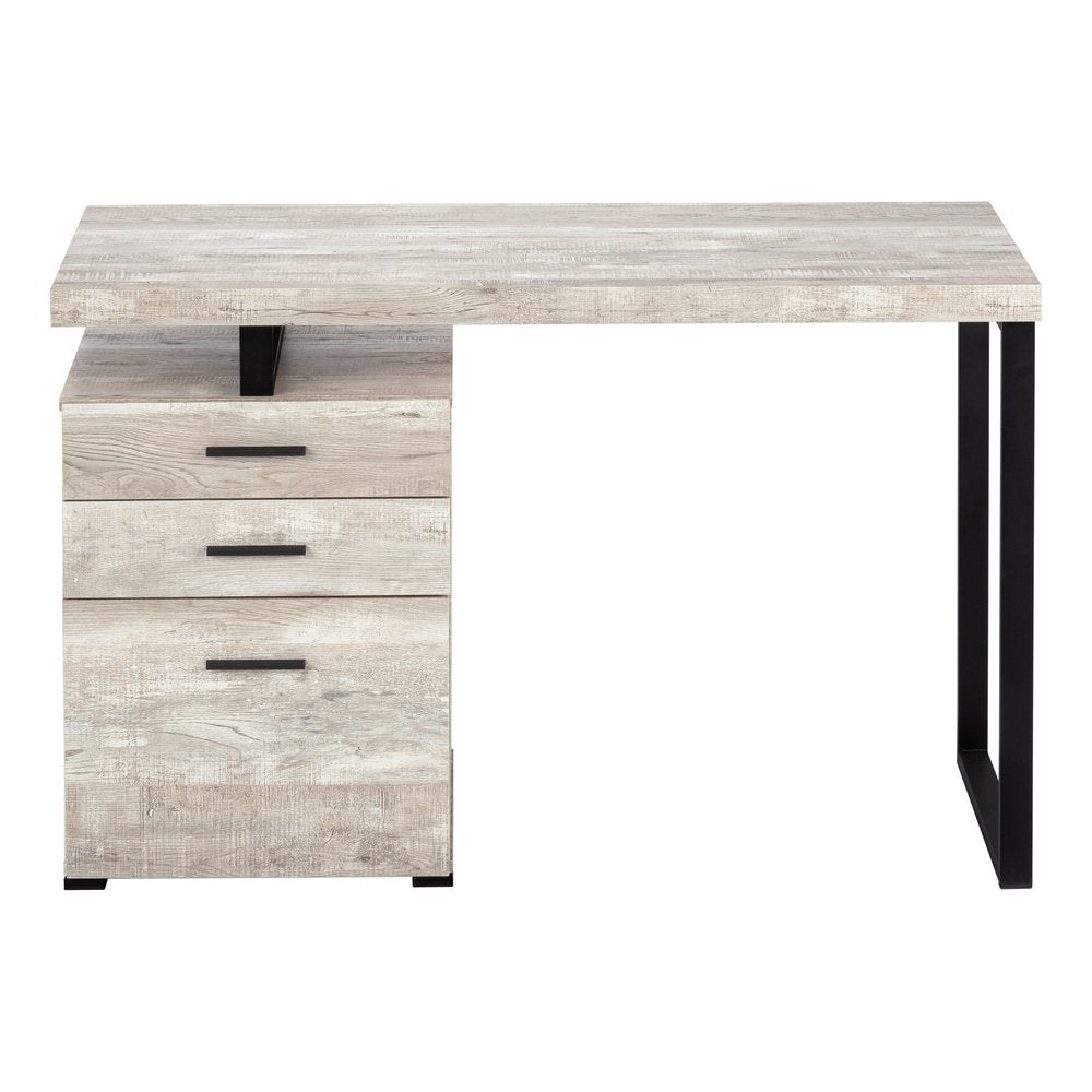 47" Gray and Black Computer Desk With Three Drawers