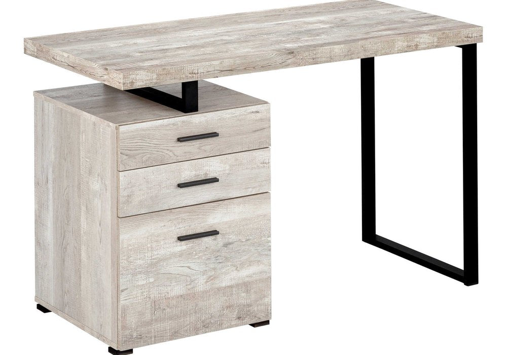 47" Gray and Black Computer Desk With Three Drawers