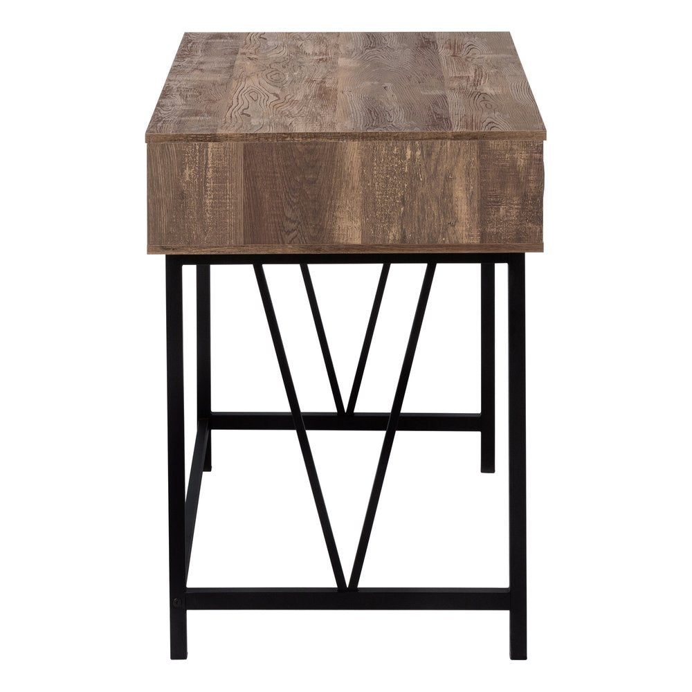 24" Brown and Black Computer Desk With Two Drawers