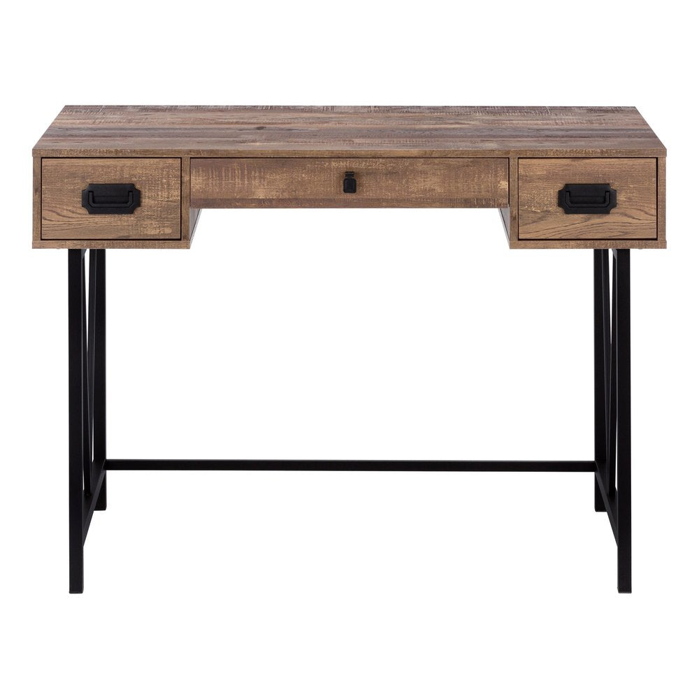 24" Brown and Black Computer Desk With Two Drawers