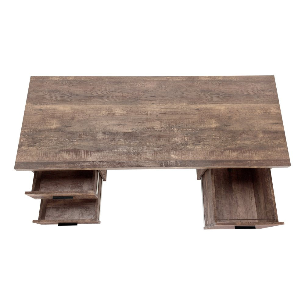 24" Taupe and Black Computer Desk With Three Drawers