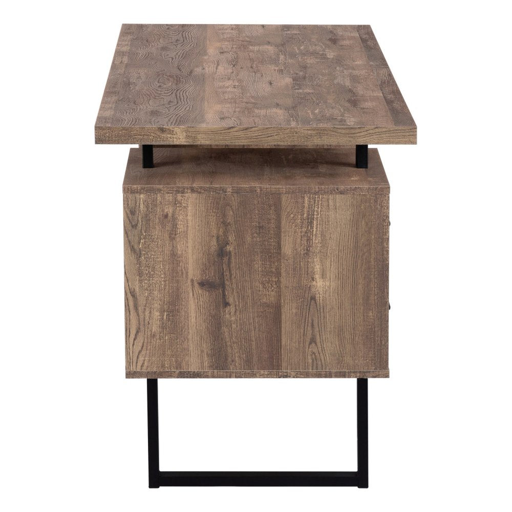 24" Taupe and Black Computer Desk With Three Drawers