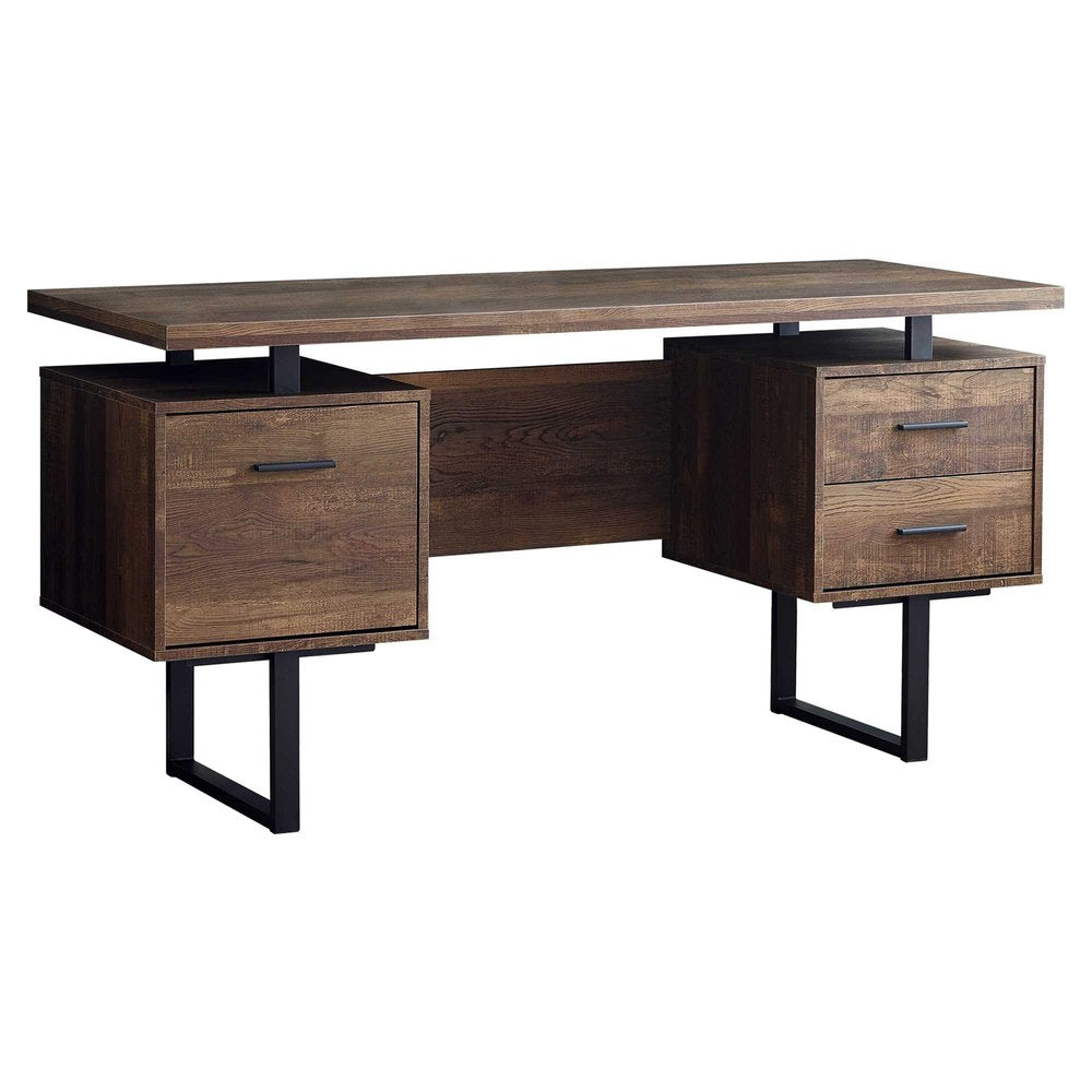 24" Taupe and Black Computer Desk With Three Drawers