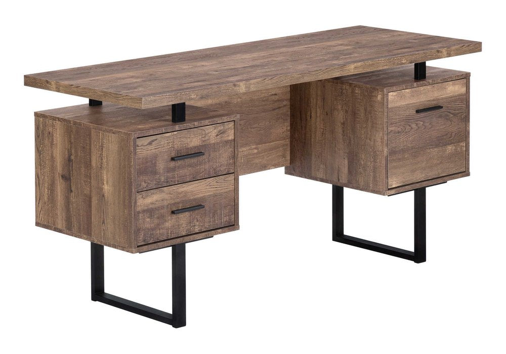 24" Taupe and Black Computer Desk With Three Drawers
