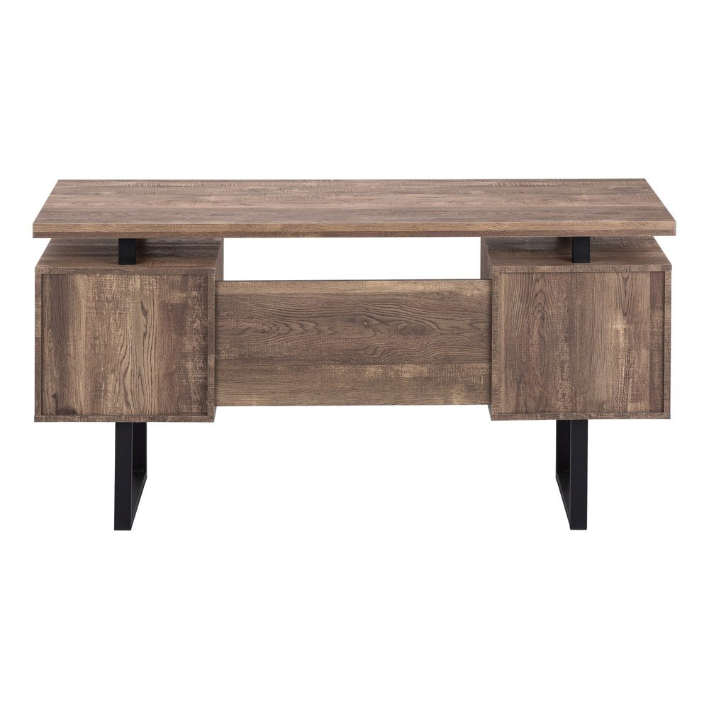 24" Taupe and Black Computer Desk With Three Drawers
