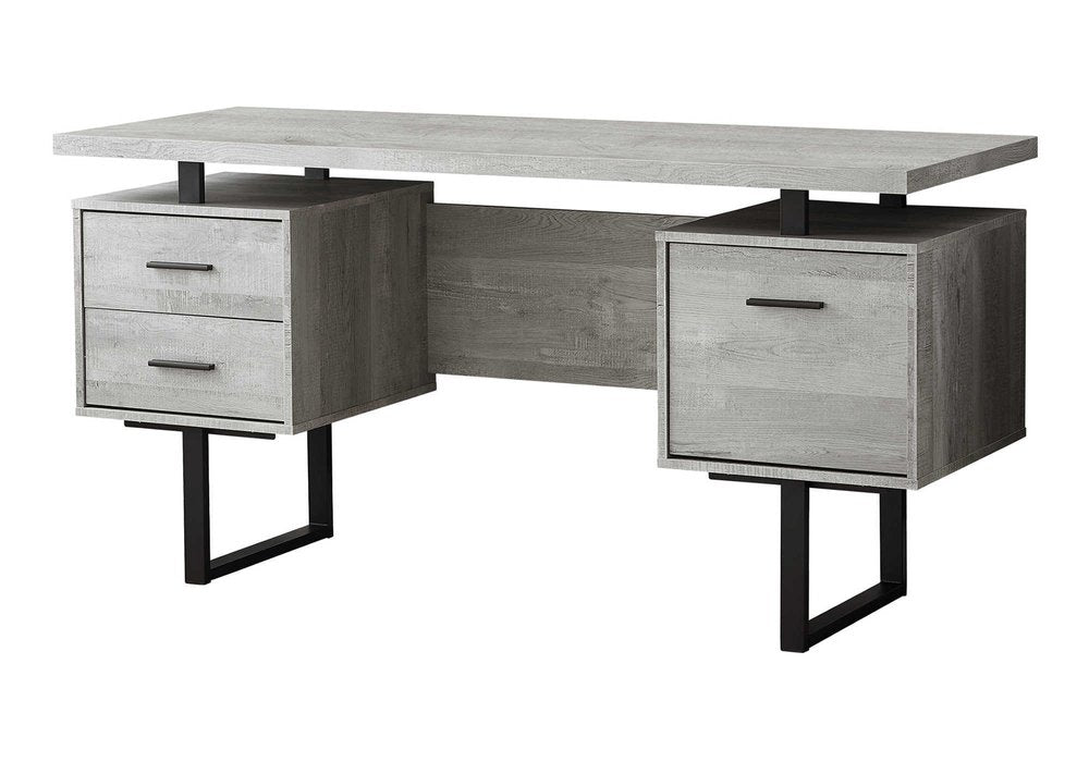 24" Taupe and Black Computer Desk With Three Drawers