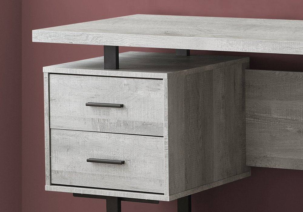 24" Taupe and Black Computer Desk With Three Drawers