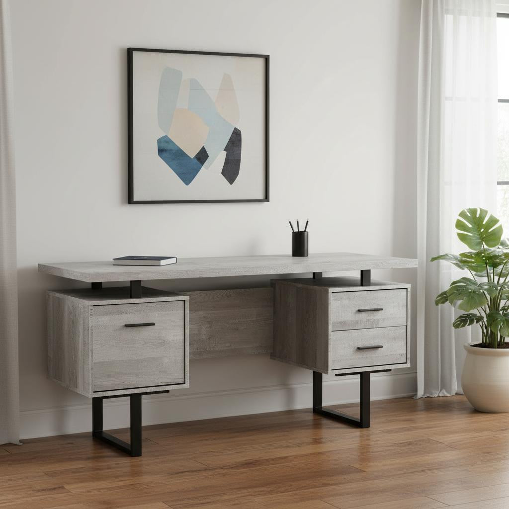 24" Brown and Black With Three Drawers