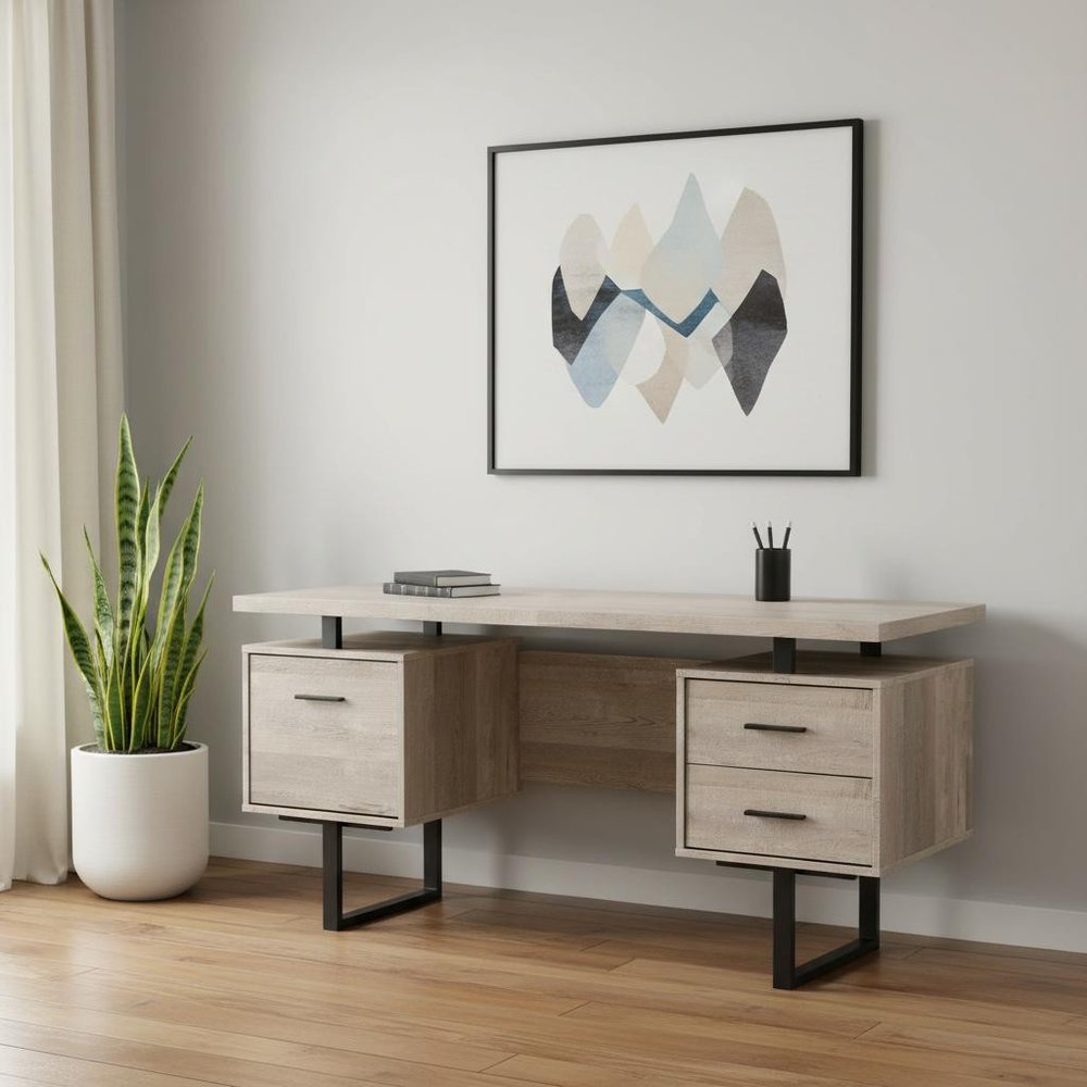 24" Brown and Black With Three Drawers