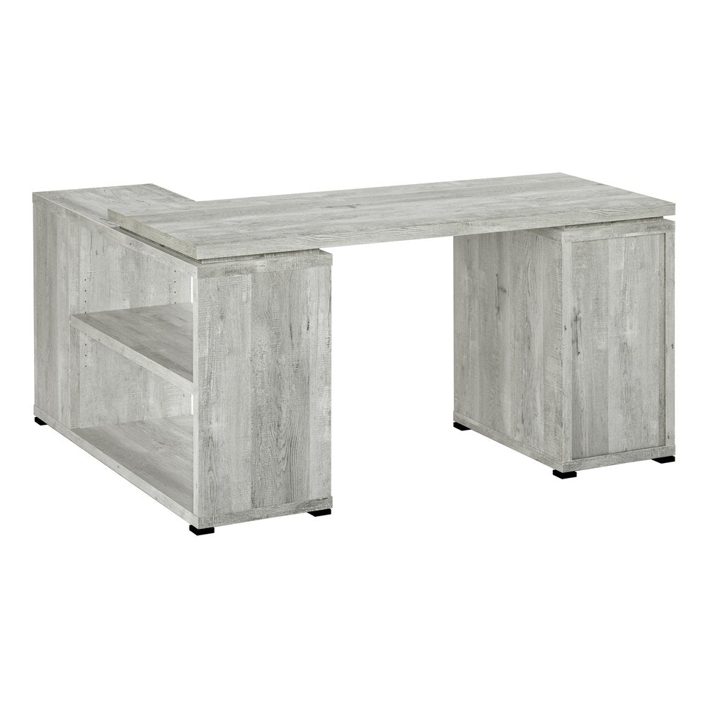 47" Gray L Shape Computer Desk With Three Drawers