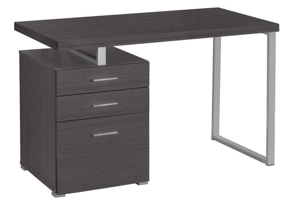 24" Gray and Black Computer Desk With Three Drawers