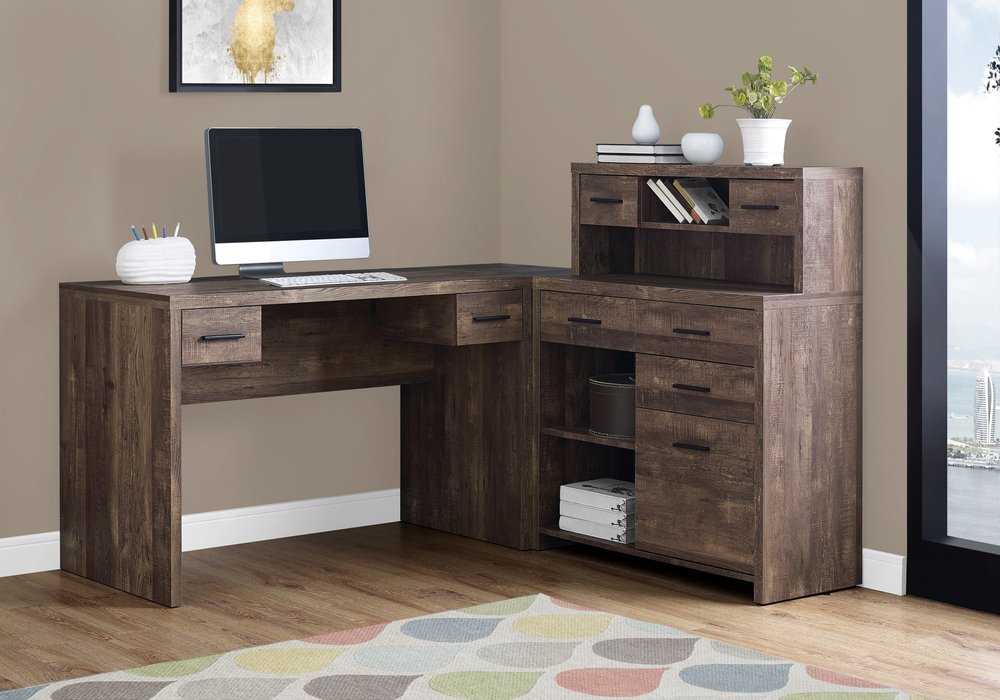 24" Gray and Black Computer Desk With Three Drawers
