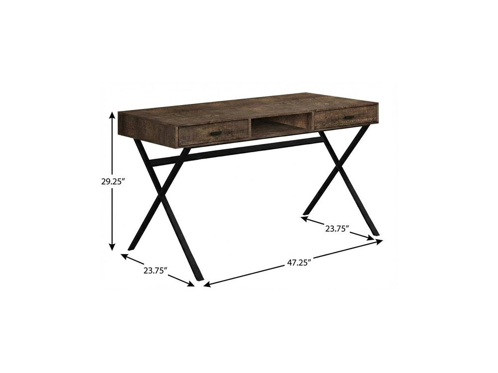 47" Brown and Black Computer Desk With Two Drawers
