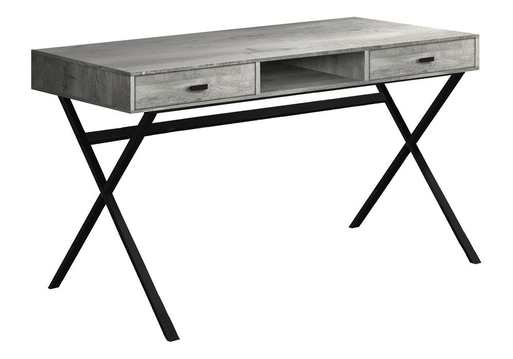 24" White and Silver Computer Desk With Two Drawers