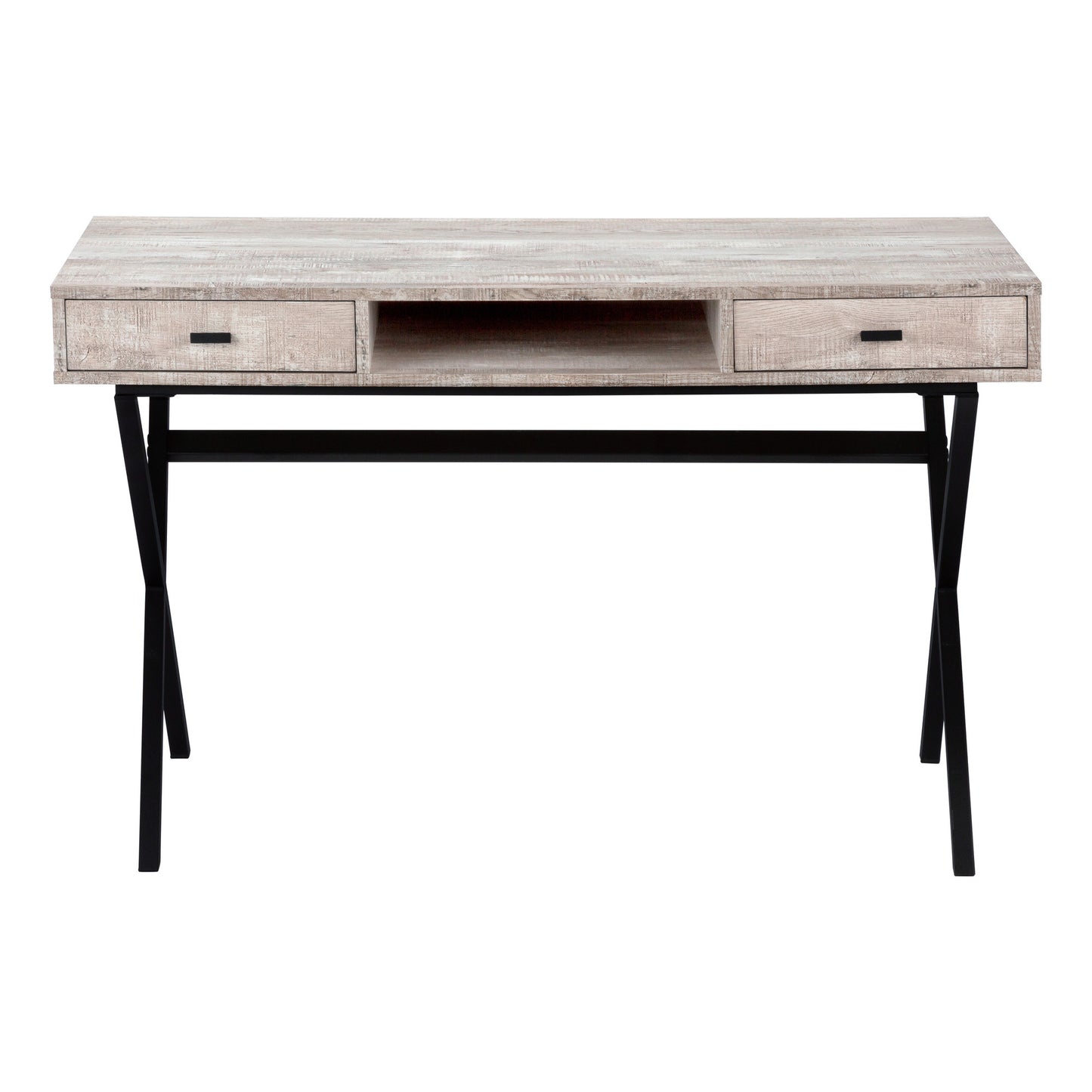 24" White and Silver Computer Desk With Two Drawers