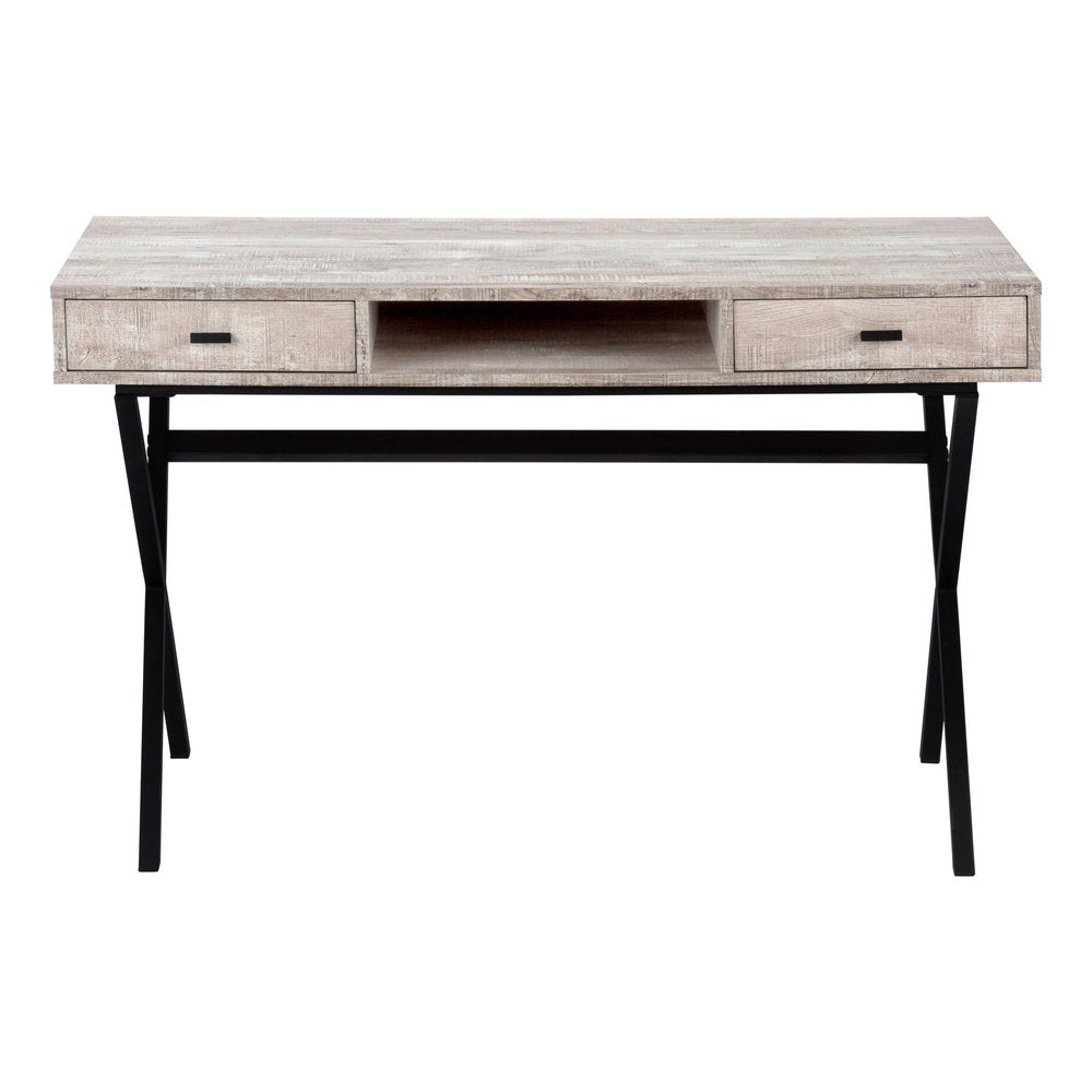 24" White and Silver Computer Desk With Two Drawers