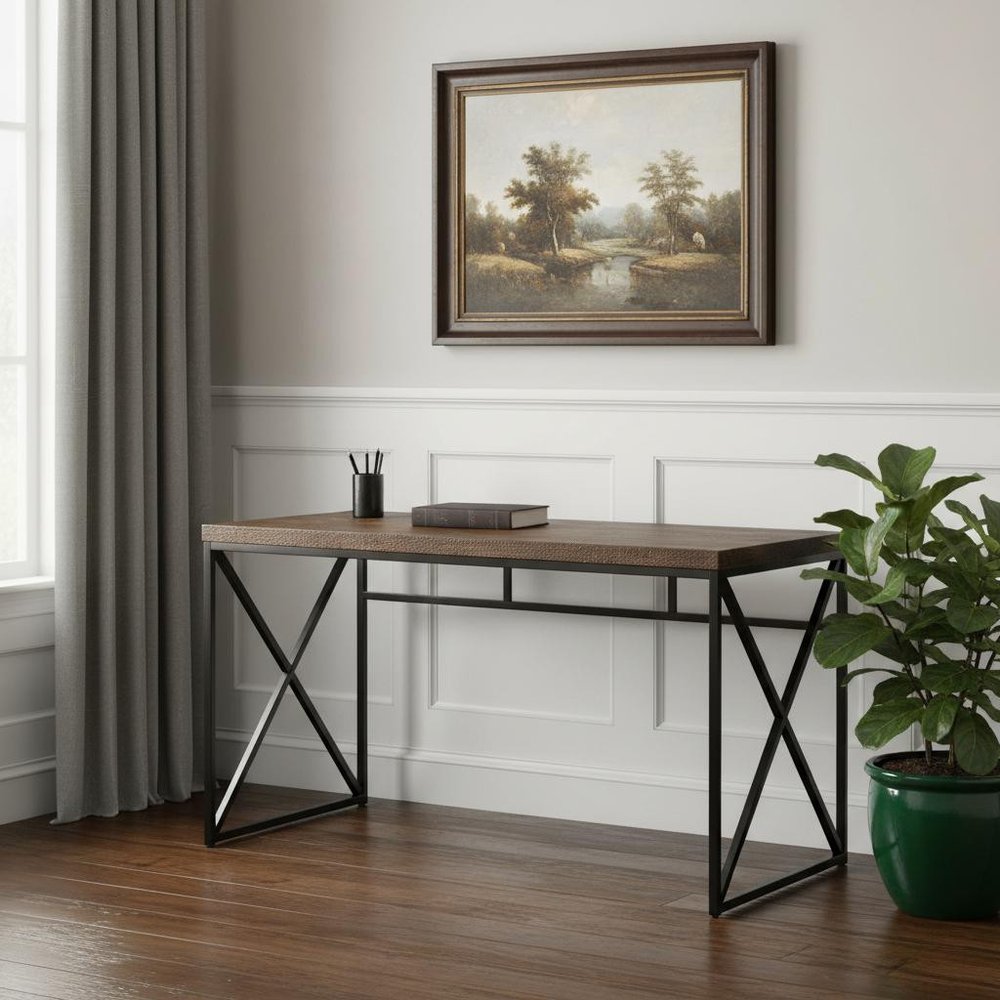 24" Brown and Black Computer Desk