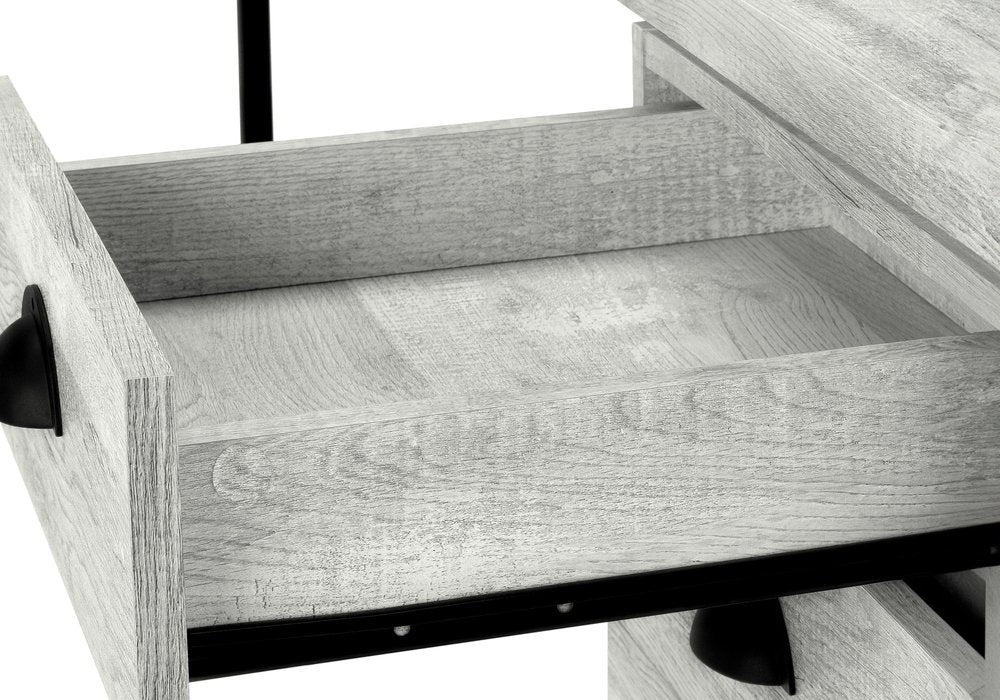 24" Gray and Black Computer Desk With Three Drawers