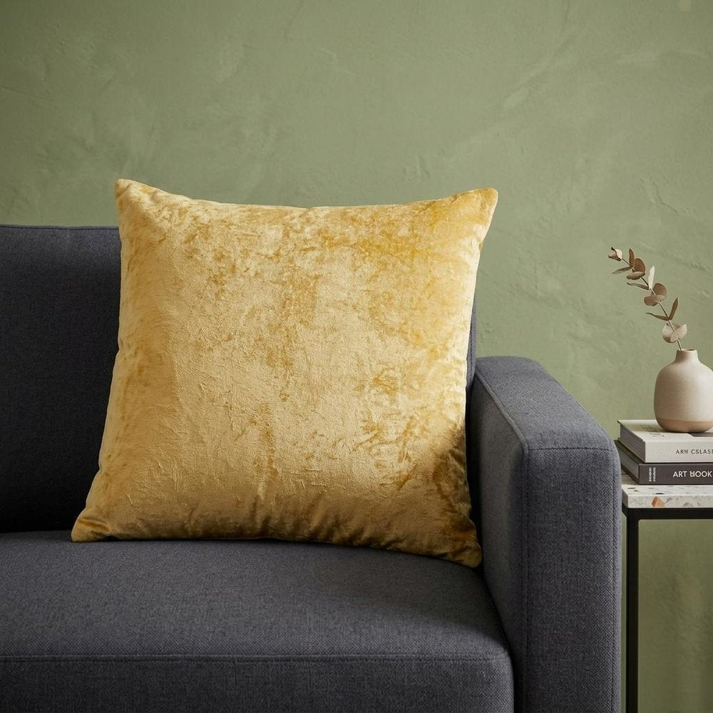 20" Yellow Cotton Blend Throw Pillow