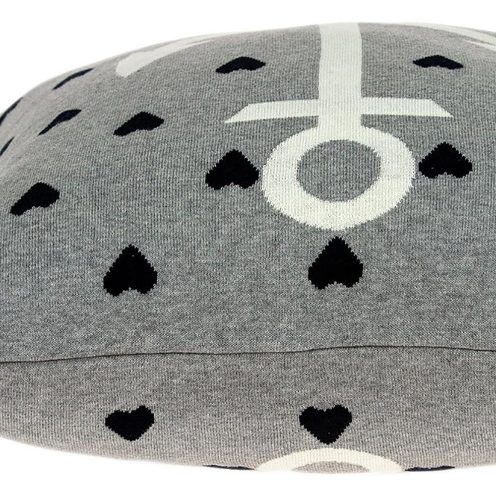 18" Black And Gray Nautical Cotton Throw Pillow