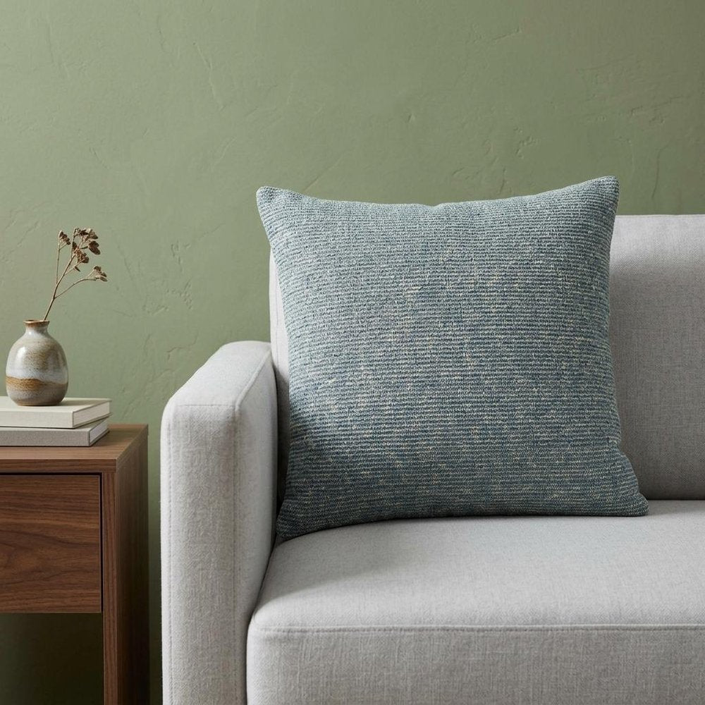 20" Aqua Teal Woven Cotton Blend Throw Pillow