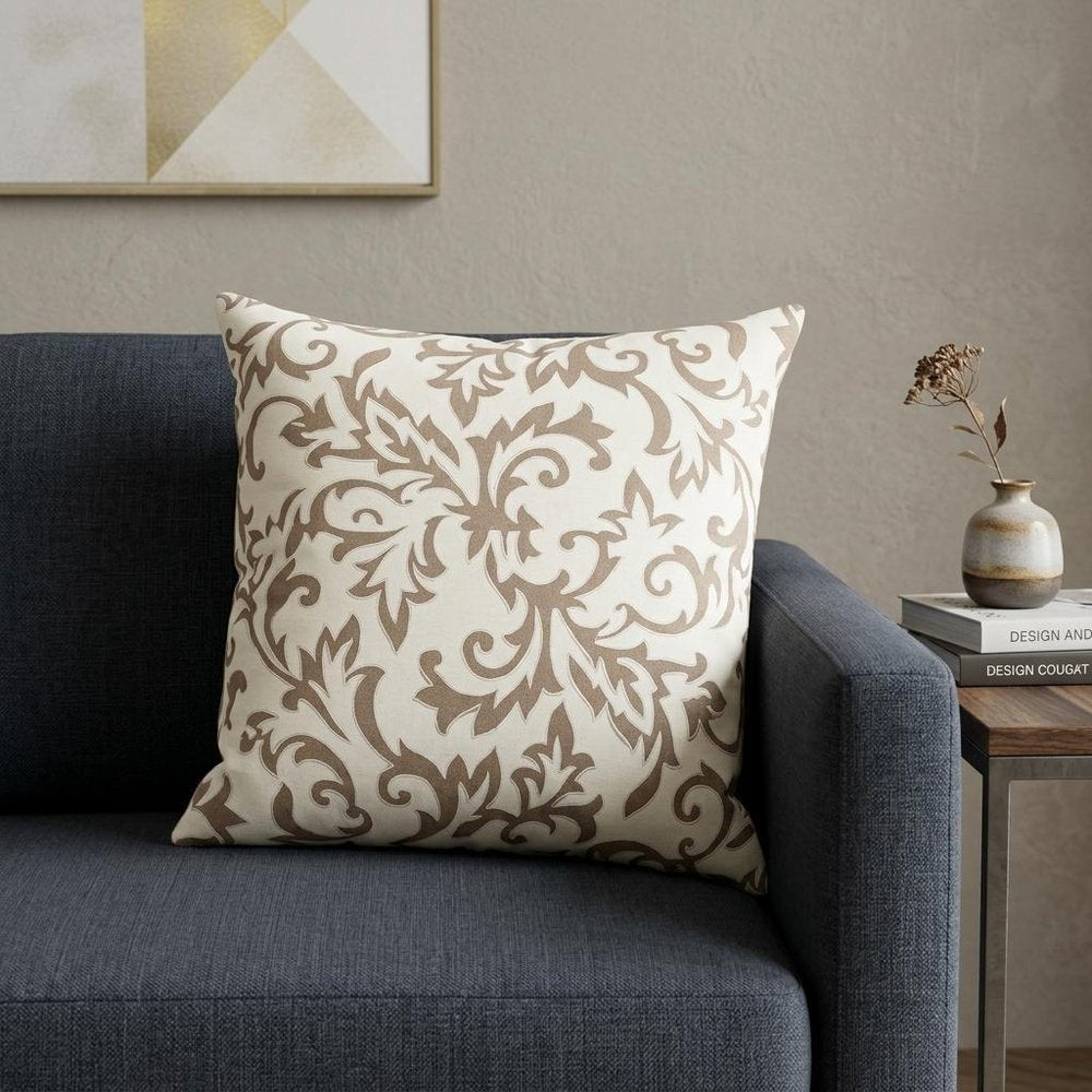 20" Beige Cotton Throw Pillow Cover
