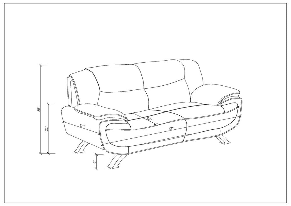 Two Piece Indoor Black Genuine Leather Five Person Seating Set