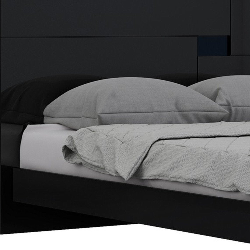Black Solid Wood King Bed Frame