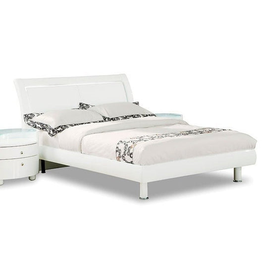 White Wood Lighted California King Bed Frame