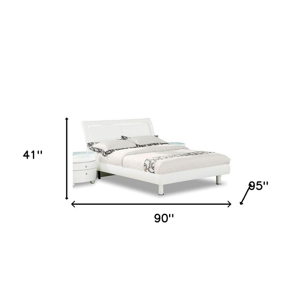 White Wood Lighted California King Bed Frame