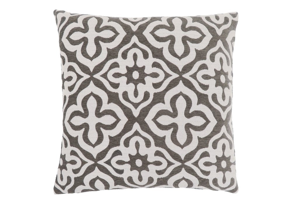 18" X 18" Taupe Polyester Geometric Zippered Pillow
